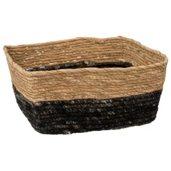 Cesto de arrumação em palha preto 15x31cm