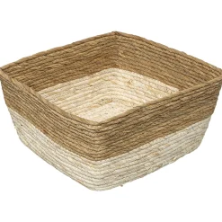 Cesto de arrumação em palha bege 15x31cm