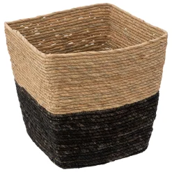Cesto de arrumação em palha preto 31x31cm