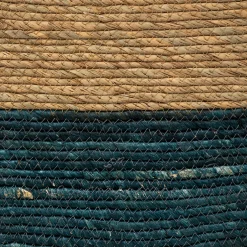 Cesto de arrumação em palha azul petróleo 15x31cm