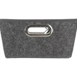 Cesto de arrumação em tecido cinza escuro 13x35,5cm