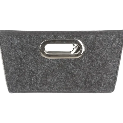 Cesto de arrumação em tecido cinza escuro 13x35,5cm