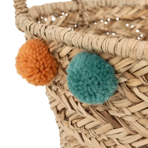 Cesto de arrumação leopardo com pompons