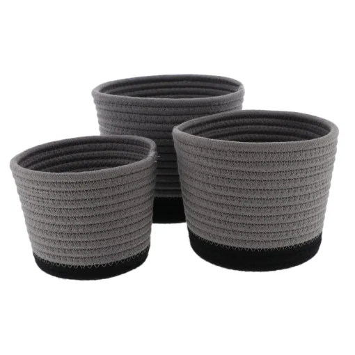 Cesto de arrumação wc cinza e preto em algodão 16cm