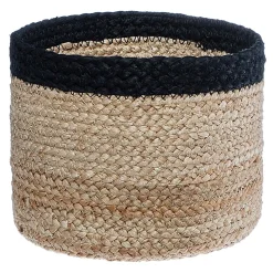 Cesto de juta 14x19cm bege e preto
