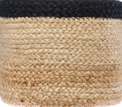 Cesto de juta 14x19cm bege e preto