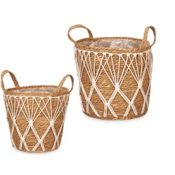 Cesto de ráfia bege 26cm