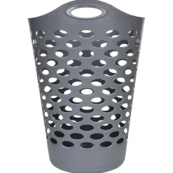 Cesto de roupa cinza flexível 60l