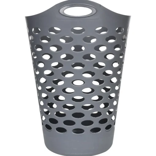 Cesto de roupa cinza flexível 60l
