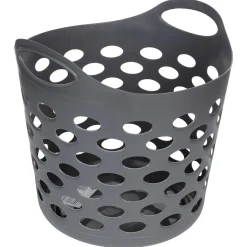 Cesto de roupa cinza flexível 28l