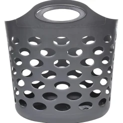 Cesto de roupa cinza flexível 28l