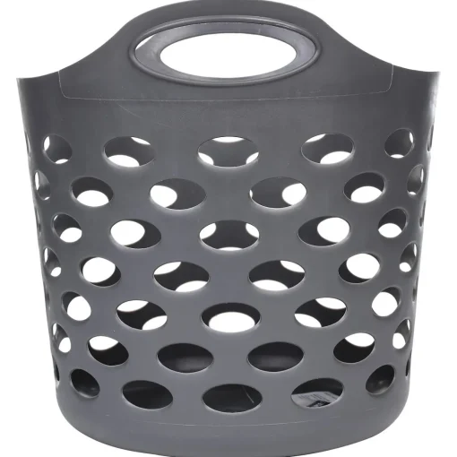 Cesto de roupa cinza flexível 28l