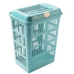 Cesto de roupa wc azul com tampa