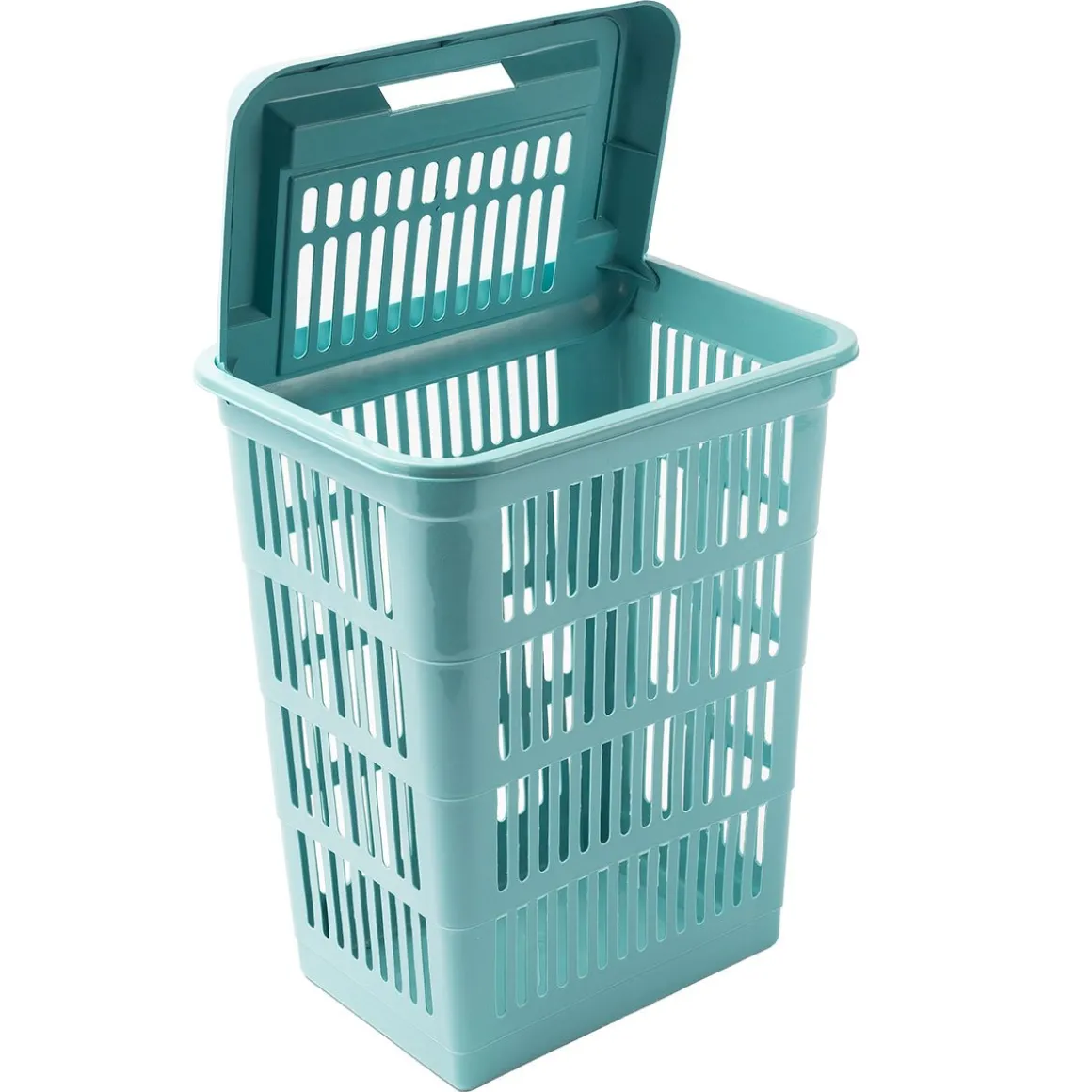 Cesto de roupa wc azul com tampa