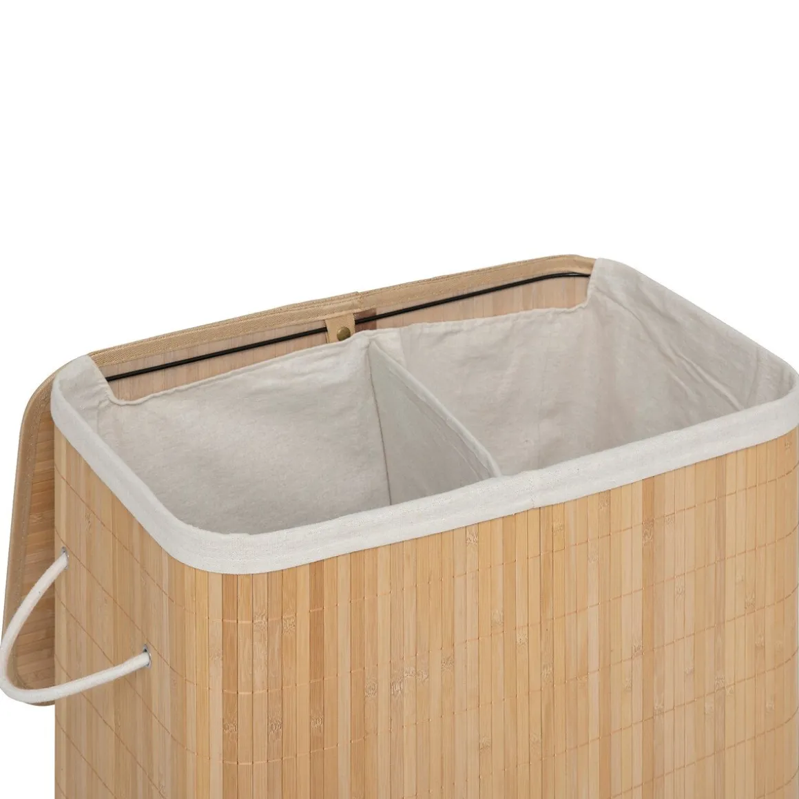 Cesto de roupa wc em bambu com tecido duplo