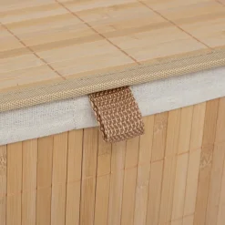 Cesto de roupa wc em bambu com tecido duplo