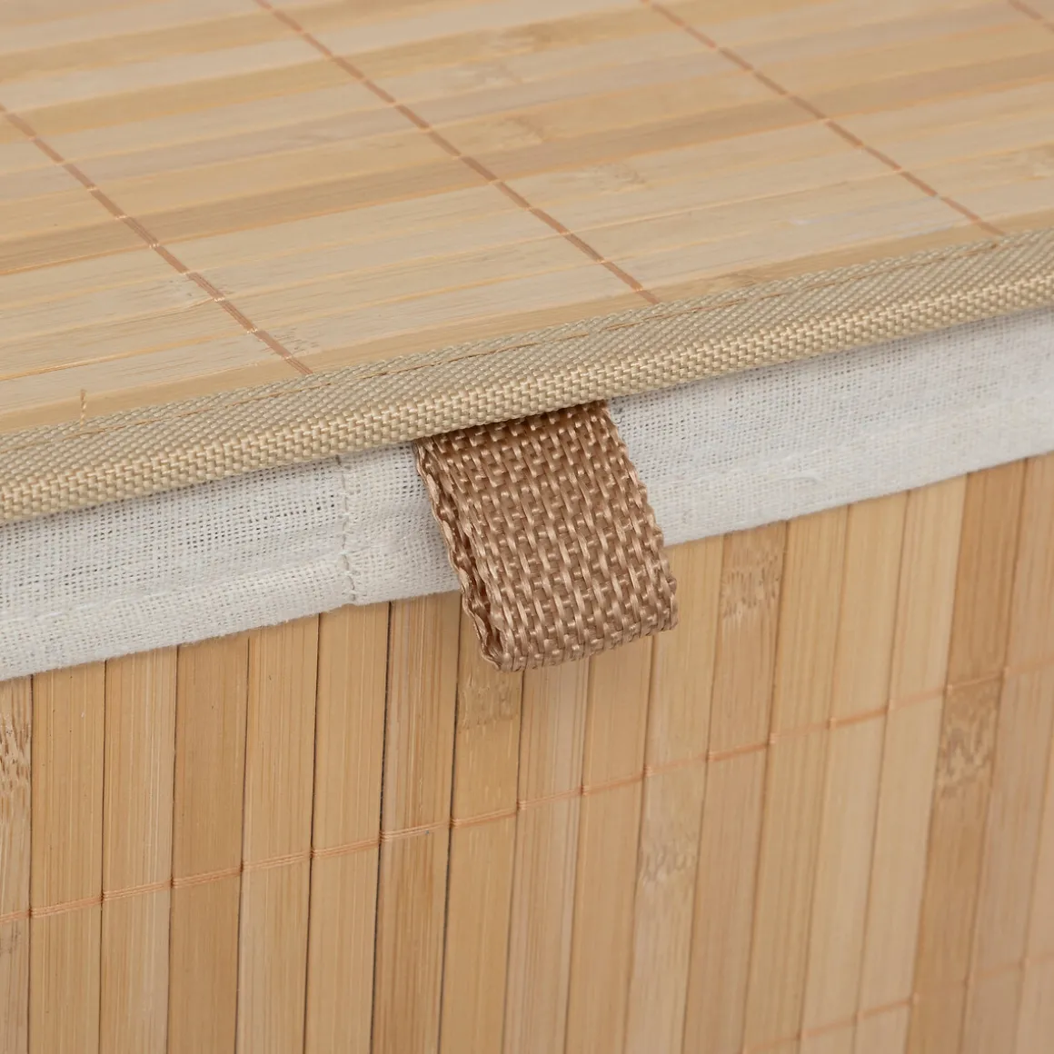 Cesto de roupa wc em bambu com tecido duplo