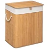 Cesto de roupa wc em bambu com tecido