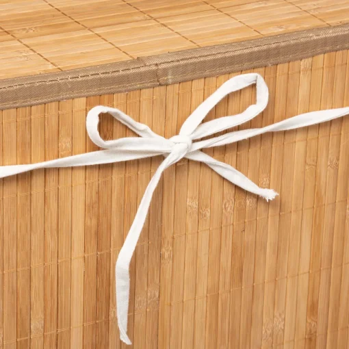 Cesto de roupa wc em bambu com tecido