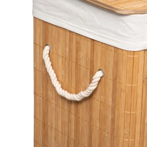 Cesto de roupa wc em bambu com tecido