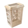 Cesto de roupa wc LAND castanho claro com tampa