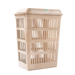 Cesto de roupa wc LAND castanho claro com tampa