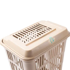 Cesto de roupa wc LAND castanho claro com tampa