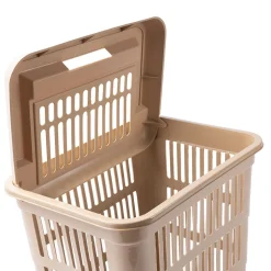 Cesto de roupa wc LAND castanho claro com tampa