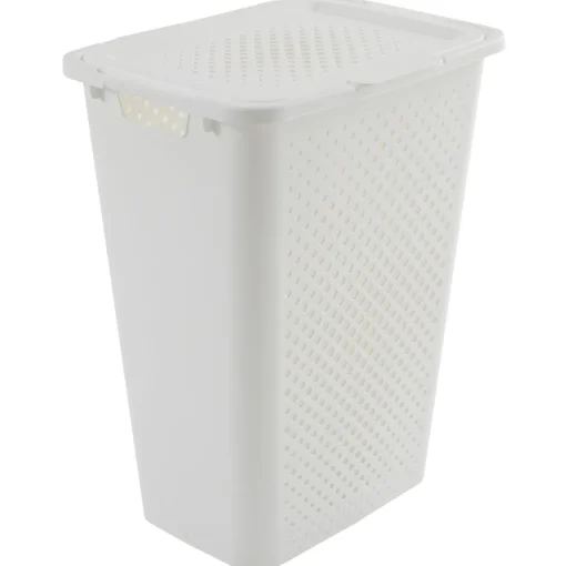 Cesto de roupa wc PIXEL branco com tampa 50l
