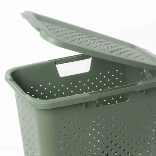 Cesto de roupa wc PIXEL verde com tampa 40l