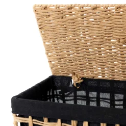 Cesto de roupa wc preto e bege 48cm