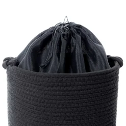 Cesto de roupa wc preto e natural 50cm