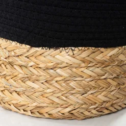 Cesto de roupa wc preto e natural 50cm