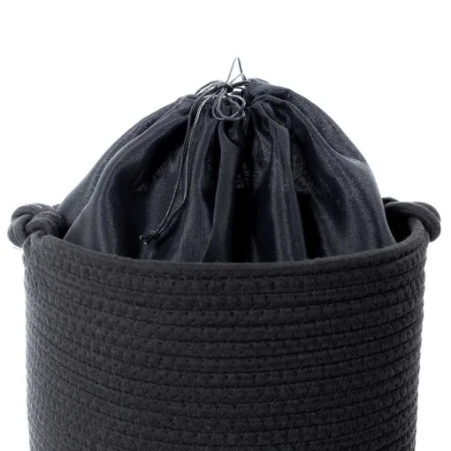 Cesto de roupa wc preto e natural 45cm