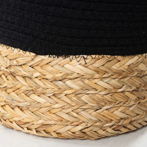 Cesto de roupa wc preto e natural 45cm