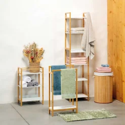 Cesto de roupa wc redondo natural em bambu