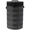 Cesto de roupa wc redondo preto em bambu