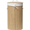 Cesto de roupa wc redondo natural em bambu