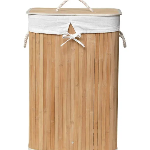 Cesto de roupa wc retangular natural em bambu