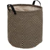 Cesto decorado VALY zigzag bege e preto em juta 32cm