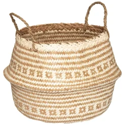 Cesto decorativo branco e bege 30x35cm