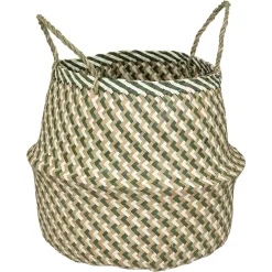 Cesto decorativo ELIE seagrass verde com pegas