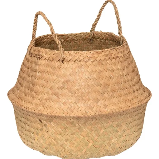 Cesto decorativo seagrass natural com pegas