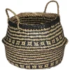 Cesto decorativo seagrass preto e branco