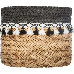 Cesto decorativo seagrass com pompons 32cm