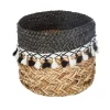 Cesto decorativo seagrass com pompons 26cm