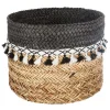 Cesto decorativo seagrass com pompons 34cm
