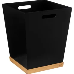 Cesto do lixo BAVA preto com base de bambu