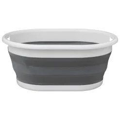Cesto dobrável oval branco e cinza 21l