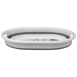 Cesto dobrável oval branco e cinza 21l